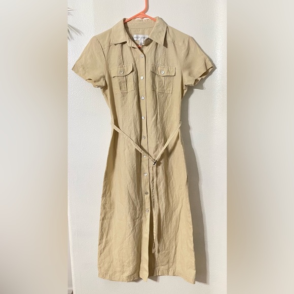 Maggy London Dresses & Skirts - Maggy London Neutral Utility Dress‎ Linen Safari Chic Coastal Size 4